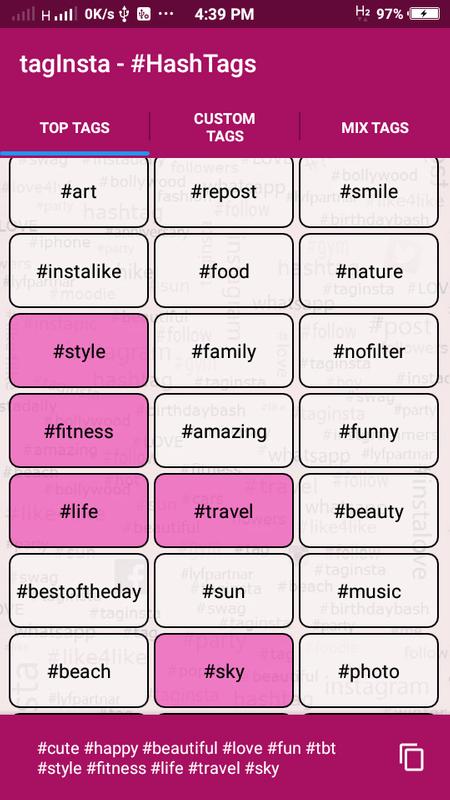 Emulate Android APK tagInsta - Hashtags | Top Tags